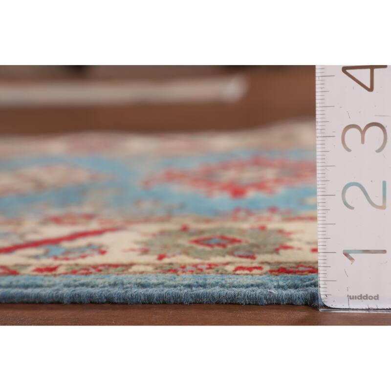 Light Blue Kazak Runner Rug Handmade Wool Carpet - 2'2" x 5'11"