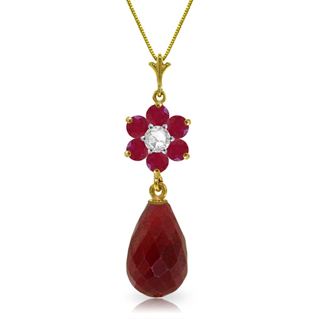 MayaMila 3.83 Carat 14K Solid Gold Necklace Natural Ruby Diamond