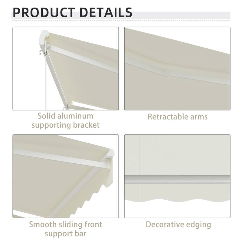 Outsunny 10' x 8' Electric Awning, Retractable Awning, UV Protection Sun Shade Shelter with Remote Controller