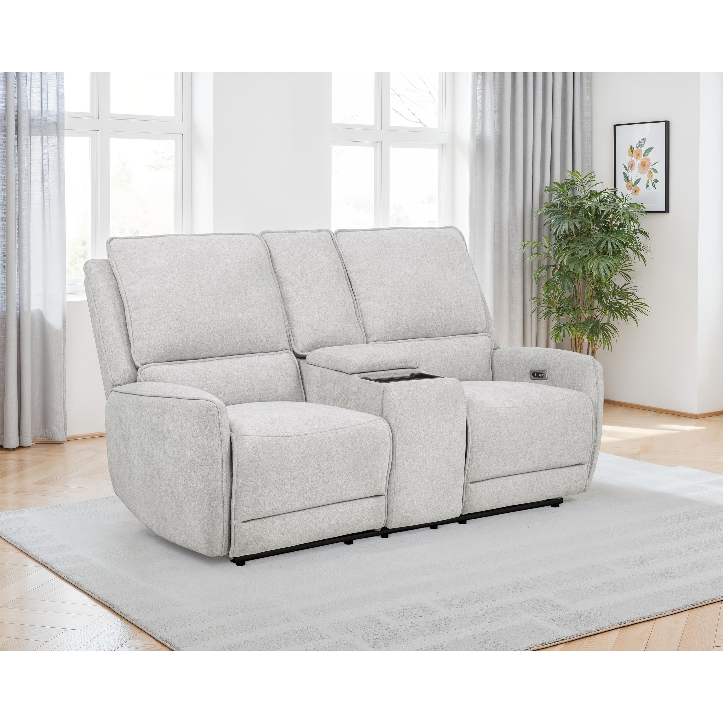 Sylmar Chenille Upholstered Power Reclining Loveseat Dove Grey