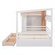 preview thumbnail 23 of 25, Multifunction Full Size House Bed Frame w/ 2 Drawers & Built-in Wardrobe(with Curtain), Wood Storage Bed Frame for Kids, Teens