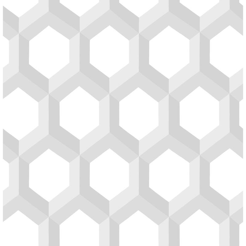 A-Street Prints Hex Grey Geometric Wallpaper
