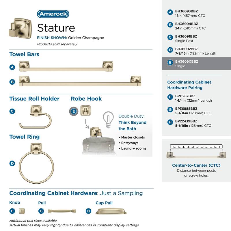 Amerock Stature Single Robe Hook