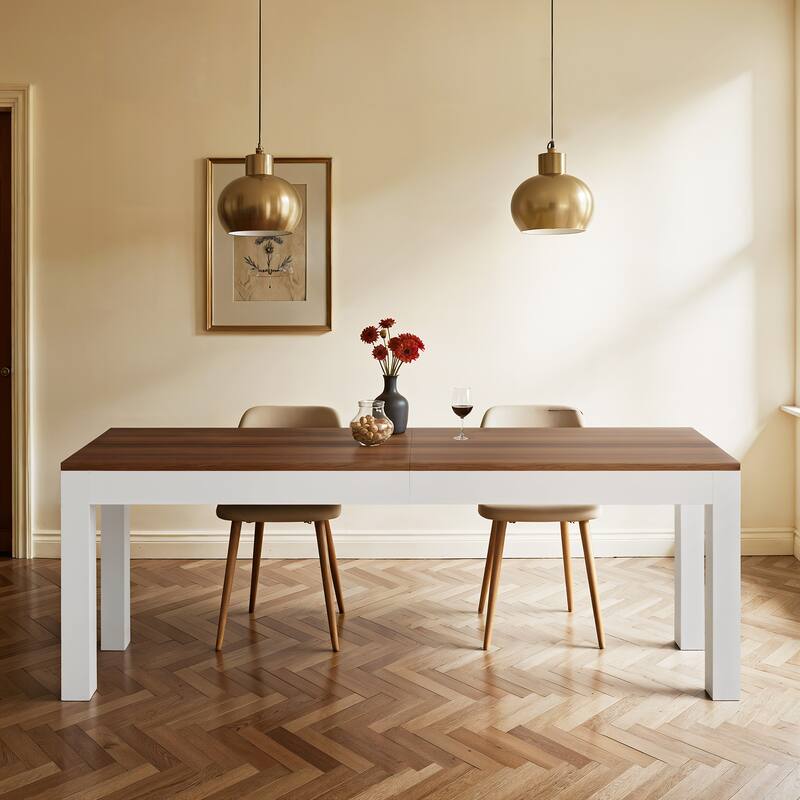 Farmhouse Dining Table for 6-8, 78-Inch Large Rectangle Eating Table, Rustic Brown