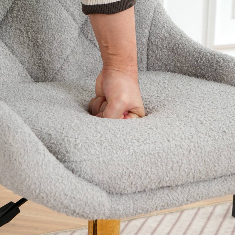 Modern teddy velvet fabric golden leg living room furniture dining chair, gold-plated five-claw chair legs, soft and com