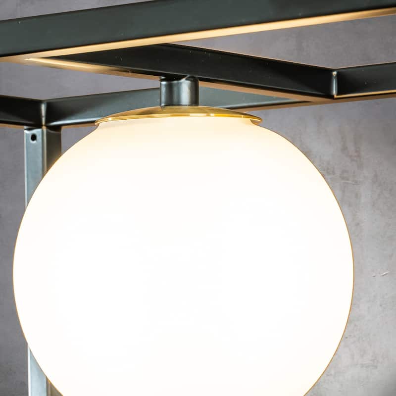 CraftHome 4-Light Matte Black Modern Industrial Linear Metal Chandelier With Glass Shade for Kitchen Island Decor - W:39"