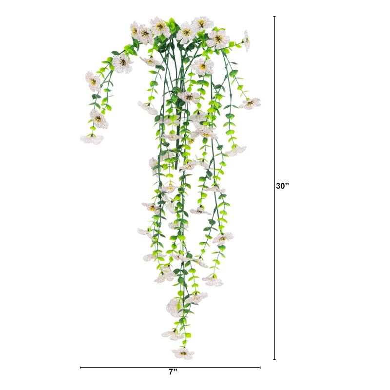 31-in UV Resistant Artificial Daisy Hanging Plant - Set of 6