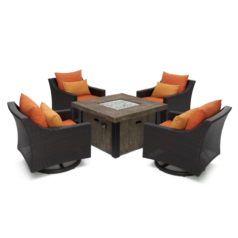 Deco 5 Piece Sunbrella Outdoor Patio Motion Fire Chat Set
