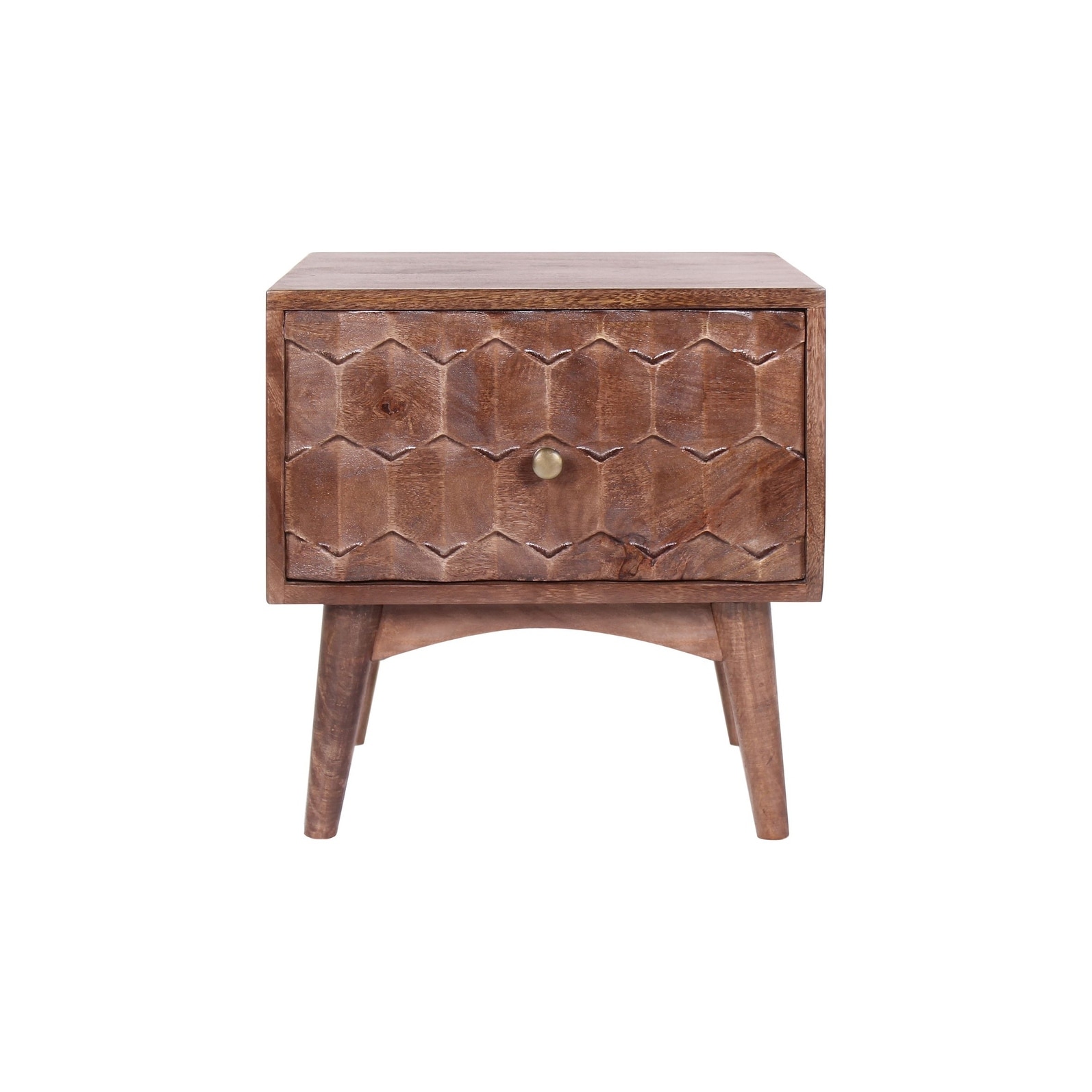 Evola Hand Carved Mango Wood Nightstand 