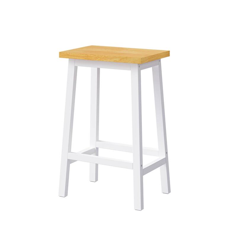 Modern 25.6" Set of 2 Bar Stools with Wood-Grain Seat Panel Solid Wood Frame for Kitchen Dining Room Counter and Living Room
