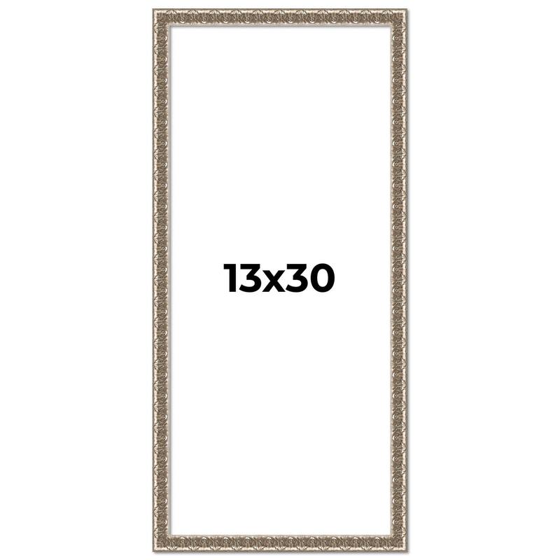 13x30 Frame Silver Versailles Ornate Solid Wood Picture Frame | 1 Inch
