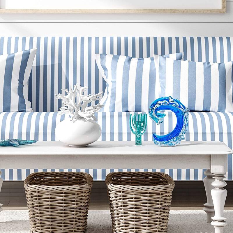Beachcombers SS-BCS-03243 Rolling Ocean Coastal TableTop or Wall Sculptures Nautical Decor Decoration Glass Art