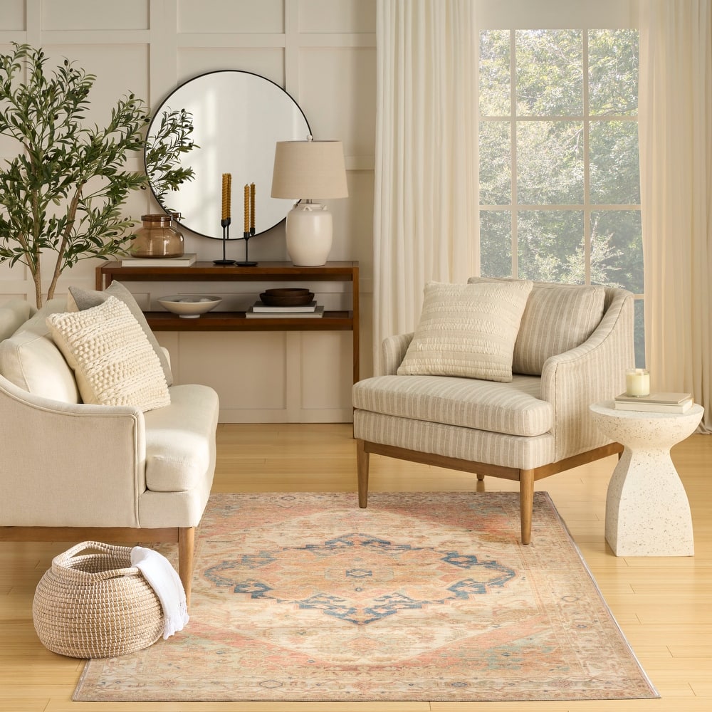 Nourison Vintage Washables Indoor only Multicolored Persian Area Rug