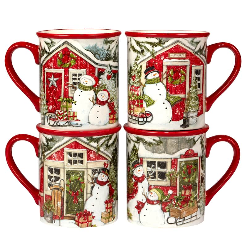 Certified International Snowman's Farmhouse 16 Pc. Dinnerware Set, Service for 4