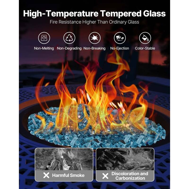 Aqua Blue Tempered Crushed Fire Glass 10 lbs. Heat-Resistant Decor - 1/2 inch