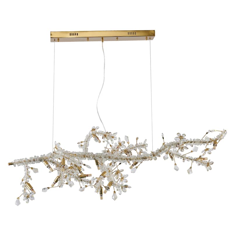 20-Light Clear and Champagne Crystal Branch Chandelier
