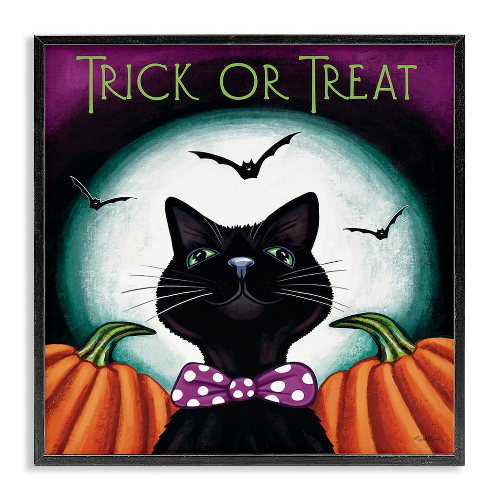Stupell Trick Or Treat Cat Framed Giclee Art Design By Elizabeth Tyndall