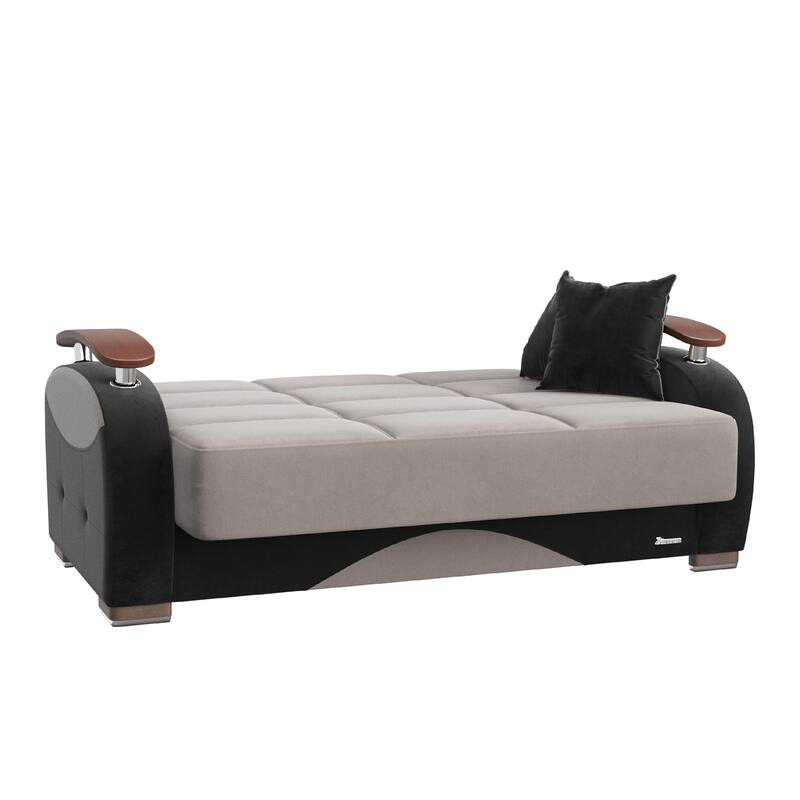 Collection Upholstered Convertible Loveseat With Storage - Grey-1