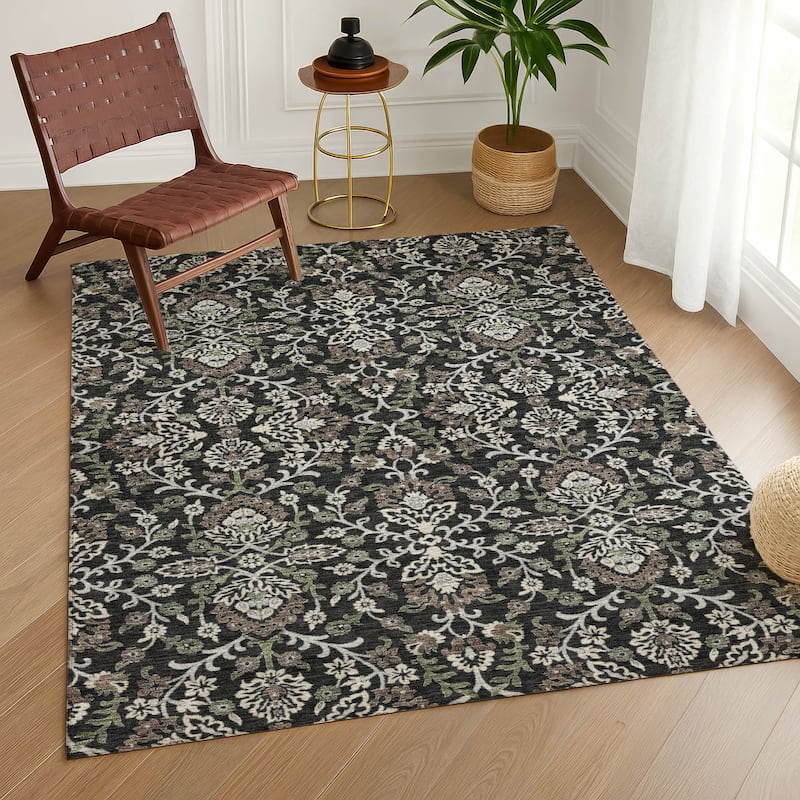 Machine Washable Indoor/ Outdoor Traditional Hartman Chantille Rug