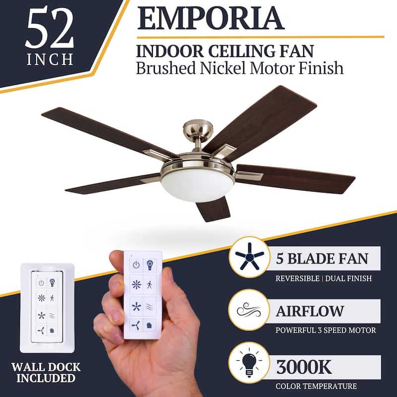 Copper Grove Garff 52-inch Brushed Nickel Ceiling Fan with Remote