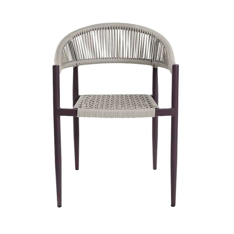 Holcomb Modern Wicker Rope Curved Patio Dining Arm Chair by Furniture of America
