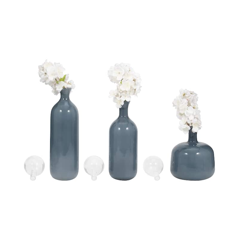 Sagebrook Home Modern Glass Vases with Artistic Swirl Design, Elegant Decorative Accent Set of 3