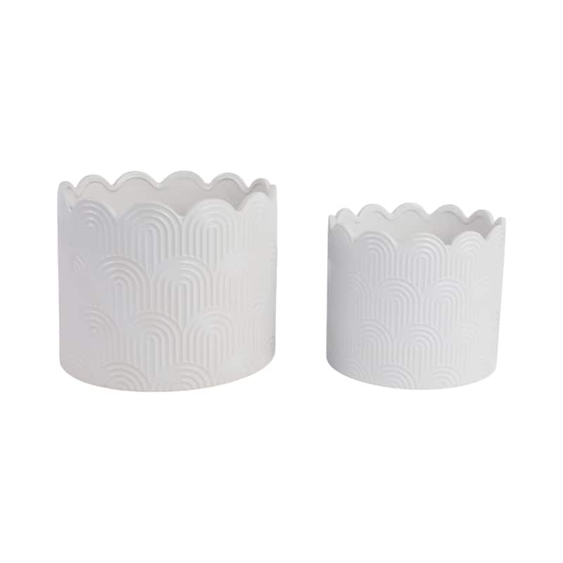 Stoneware Planters Scallop Design and Curved Rim Detail (Set of 2)