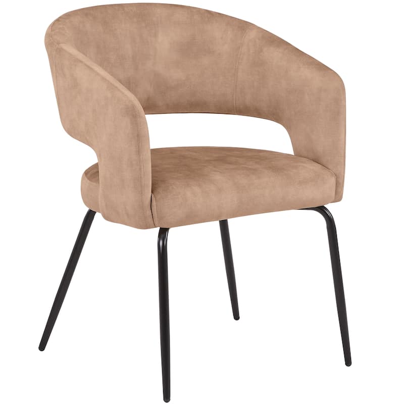 Open Back Dining Chair Upholstered in Leather or Velvet with Iron Legs Set of 2