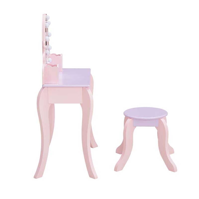 Fantasy Fields Little Princess Rapunzel Vanity with LED Mirror - 23.62" L x 11.5" W x 39.02" H