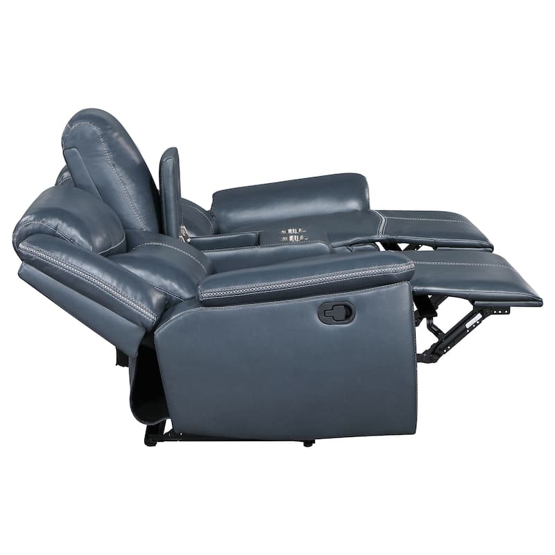 Sloane Upholstered Padded Arm Reclining Loveseat Blue