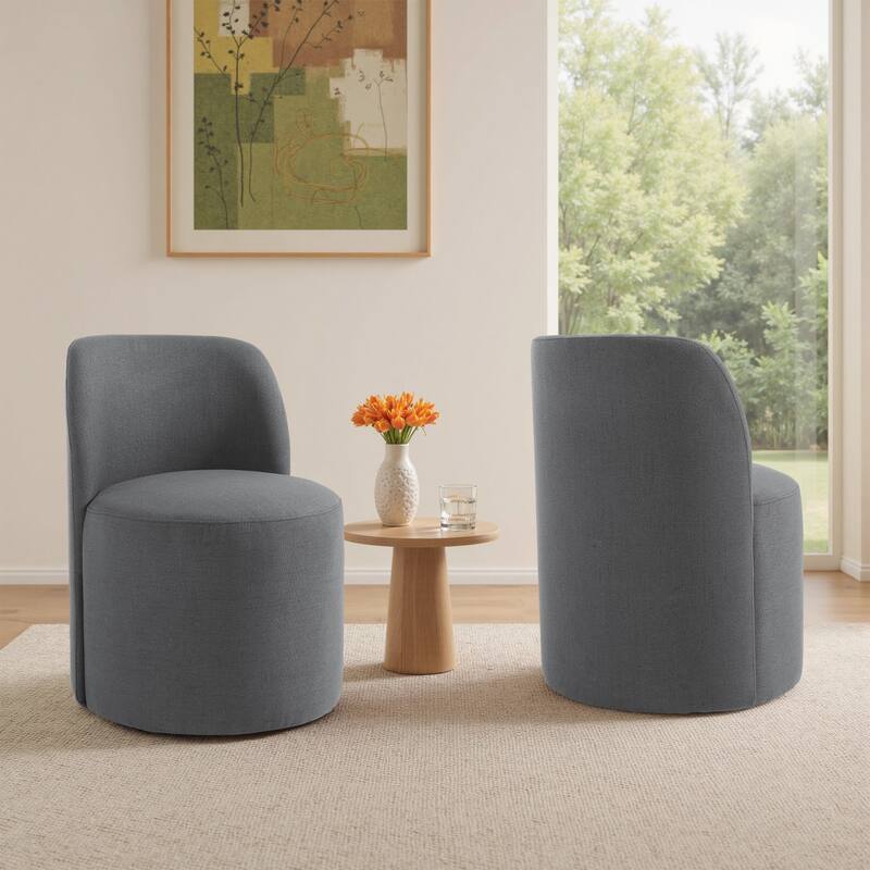 Modern Linen Upholstery Dining Chair Barrel Chair