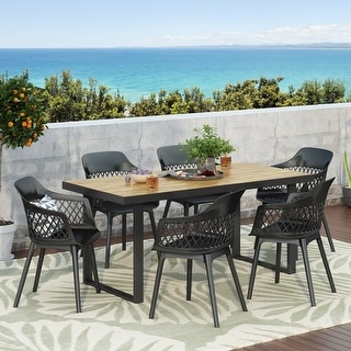 Trinity Outdoor Wood and Resin Outdoor 7 Piece Dining Set by Christopher Knight Home