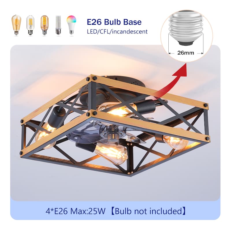 22.6 inch Flush Mount Ceiling Fan with Light
