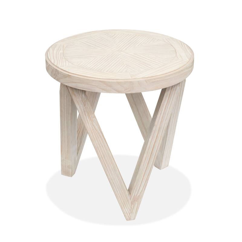 Magnussen Home Bostwick Coconut Cream Round End Table - 22''W x 22''D x 23''H