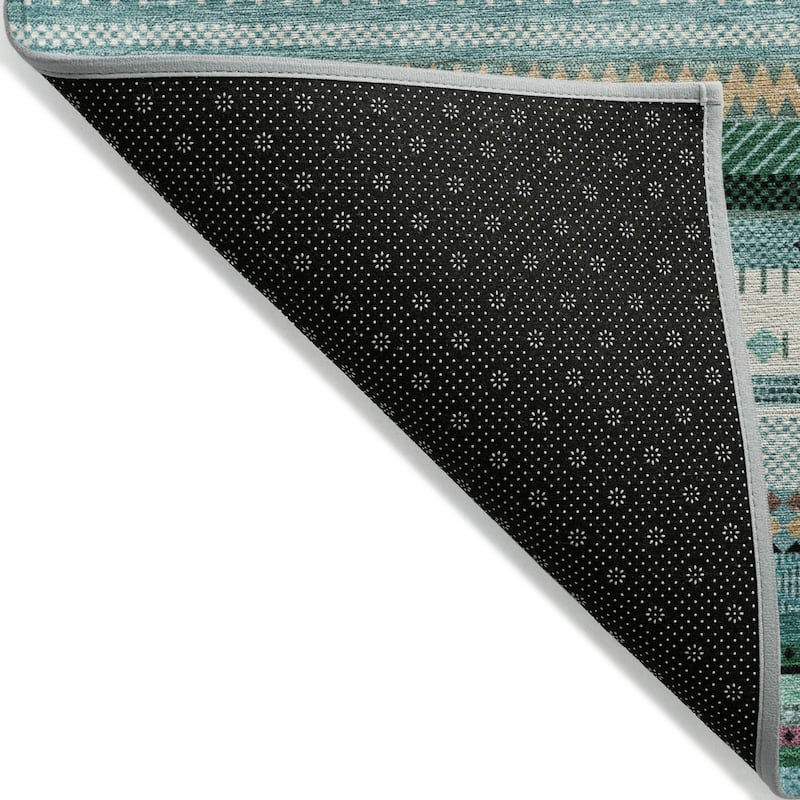 Machine Washable Indoor/Outdoor Boho Stripes Chantille Rug