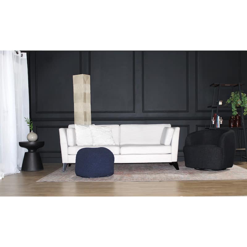Semi-Rounded Pouf - Cable Knitted - Handmade Footrest - 100% Cotton Pouf