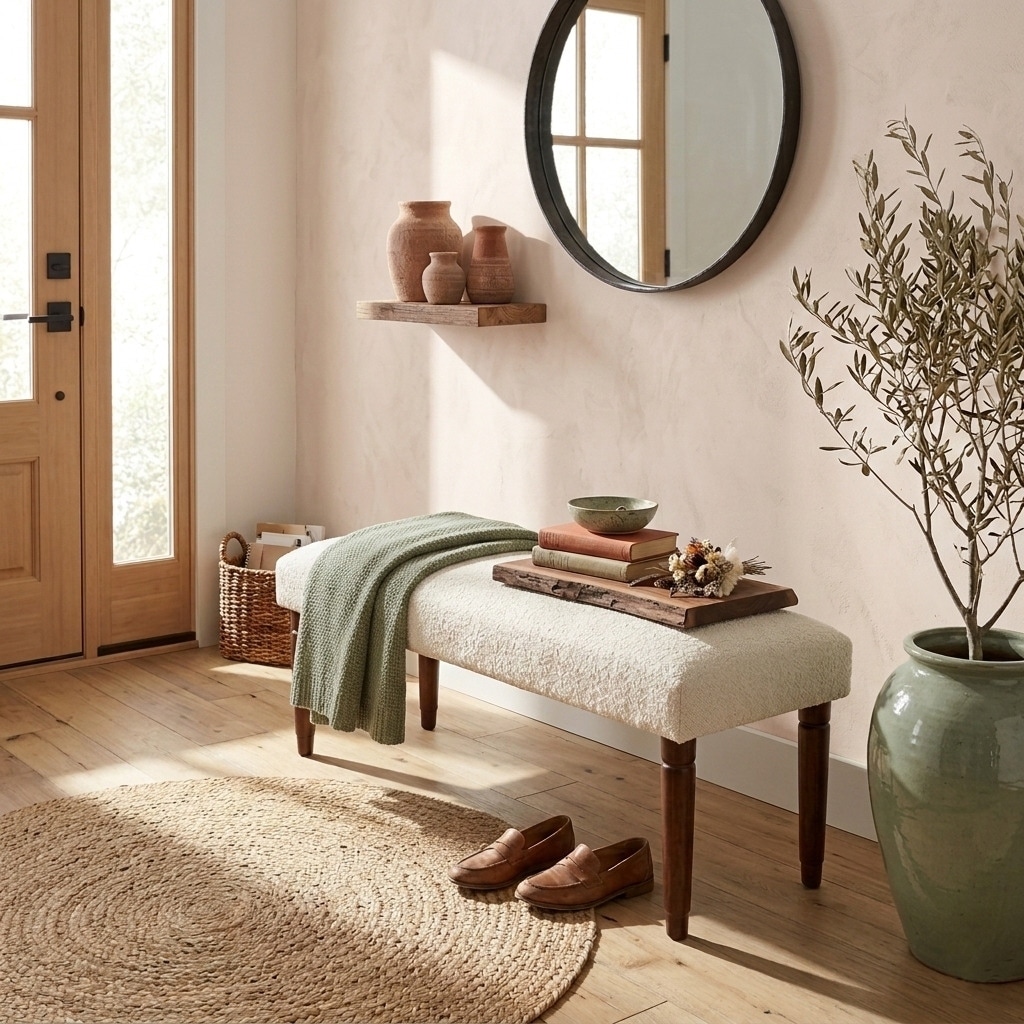 Bouwl Upholstered Accent Bench Indoor Entryway Bench by Sevita - 47" W x 16" D x 18" H