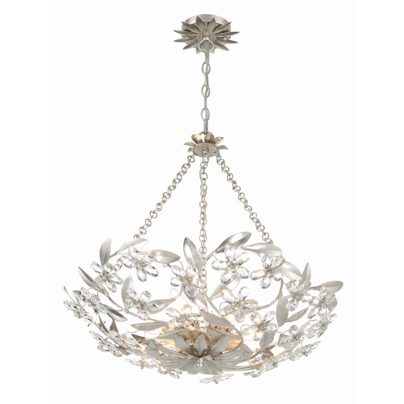 Marselle 6 Light Antique Silver Chandelier - 24"W x 6"H x 24"D