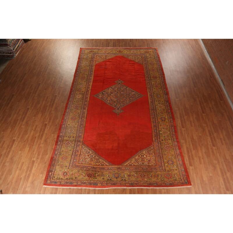 Pre-1900 Antique Sultanabad Persian Large Rug Hand-Knotted Wool Carpet - 9'8"x 16'7"