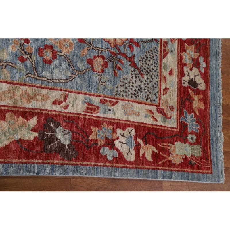 Hand Knotted Oriental 100% Wool Carpet Traditional Floral Navy Blue & Blues Art Deco Area Rug - 11' 8'' X 8' 10''