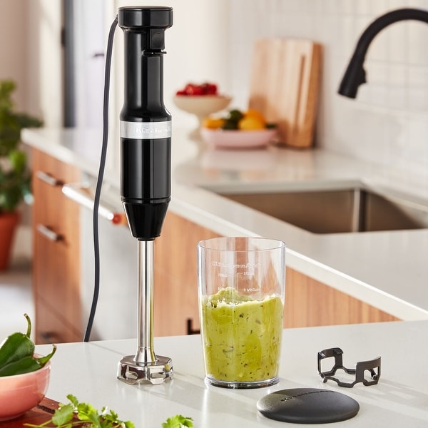 KitchenAid Corded Variable-Speed Immersion Blender in Onyx Black
