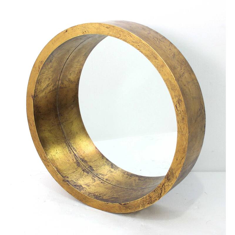 HomeRoots 36" Gold Round Solid Wood Framed Accent Mirror - 35.75' X '35.75' X '7.75