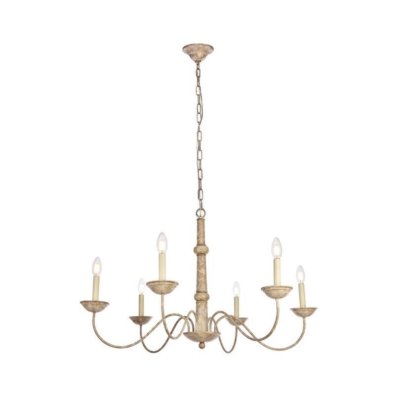 Merritt Collection Chandelier D35 H21.6 Lt:6 Weathered Dove Finish