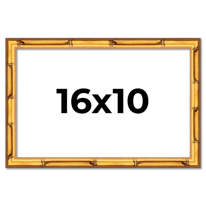 16x10 Frame Gold Bamboo Picture Frame Modern Photo Frame Includes UV Acrylic Shatter Guard Front Acid Free Foam Backing Board