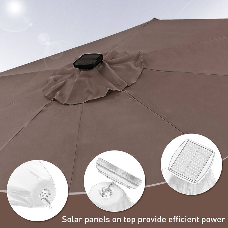 Autlaycil 10FT Solar Power LED Lights Patio Umbrella
