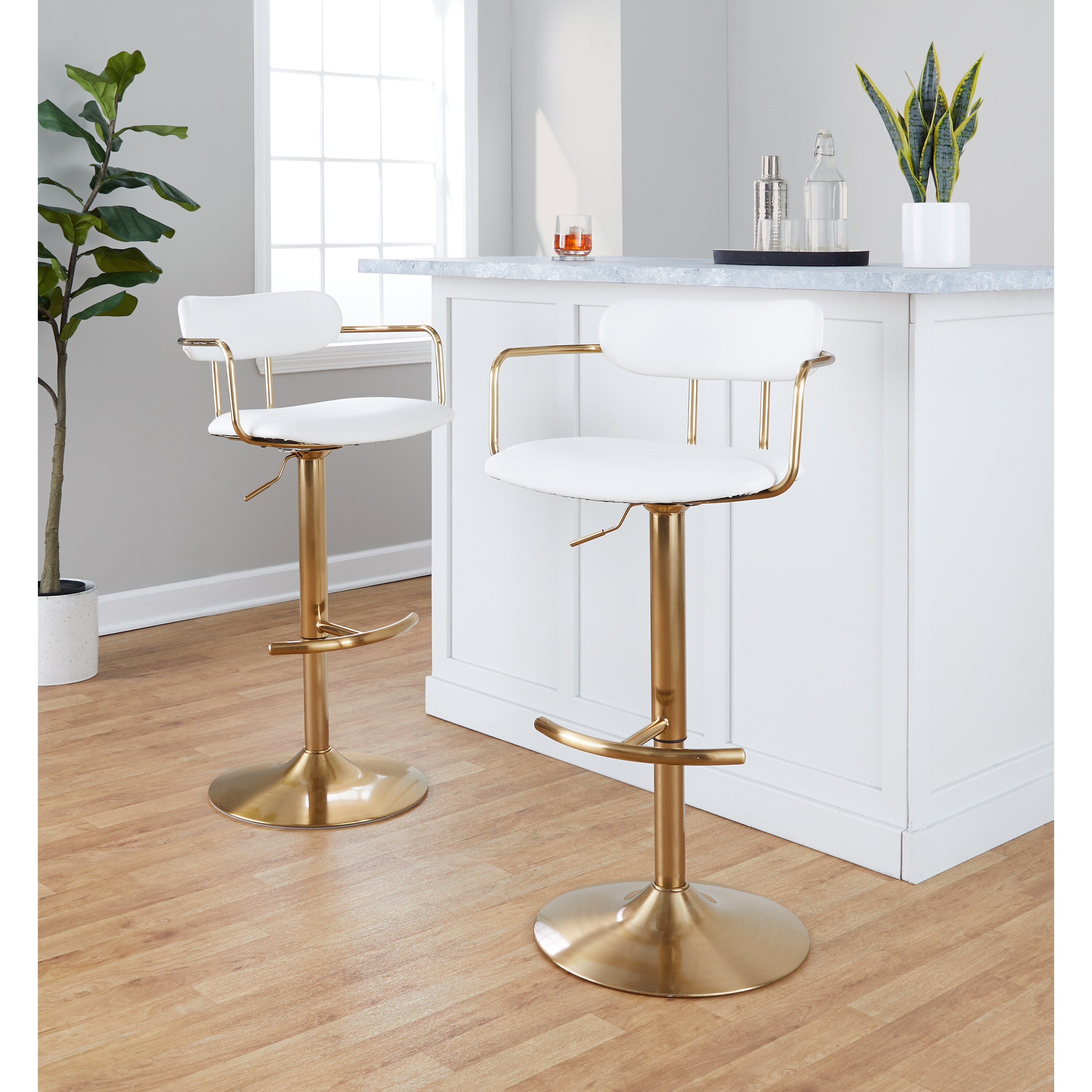 Silver Orchid Gregor Adjustable Bar Stool with Rounded T Footrest