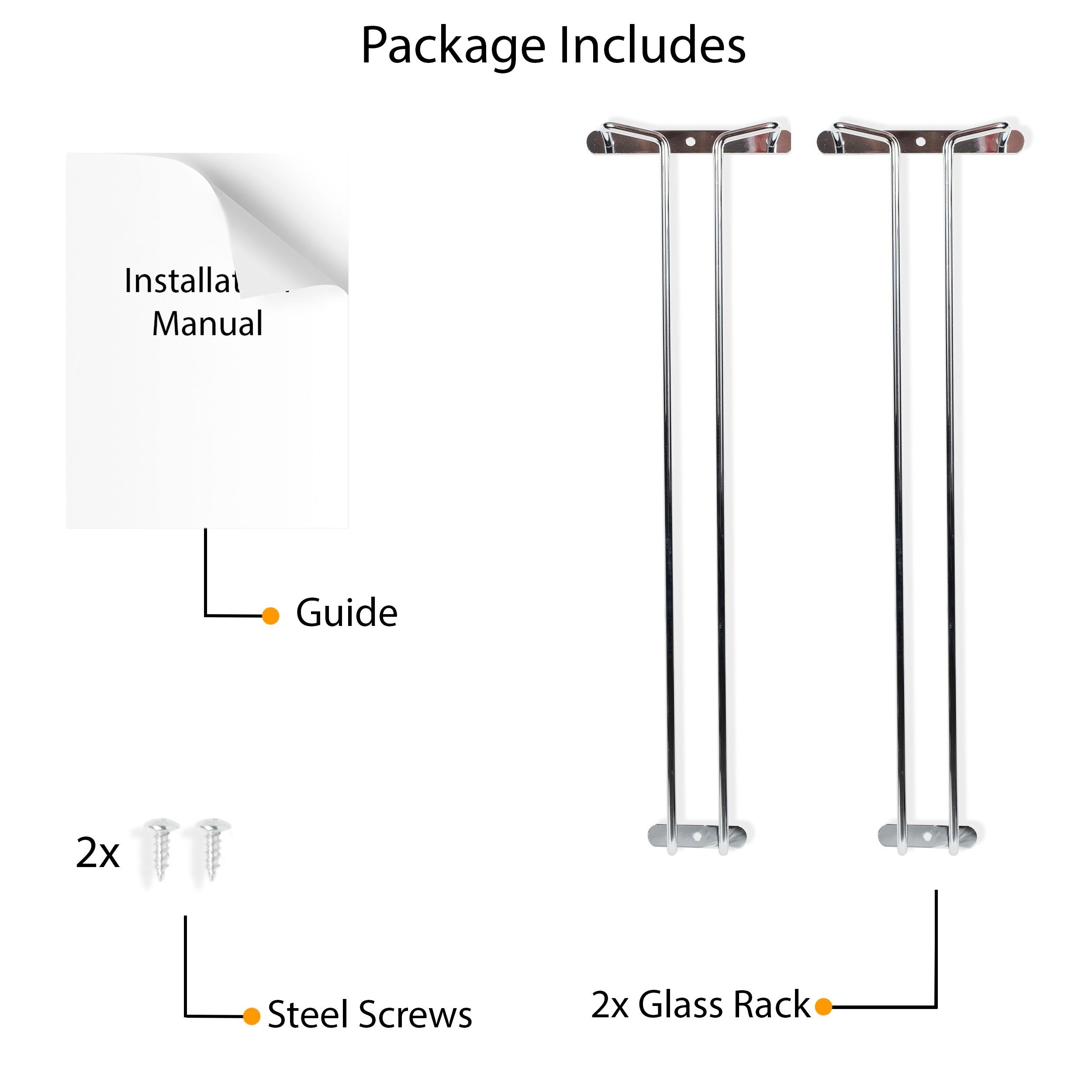 Wallniture Brix Stemware Wine Glass Rack Under Cabinet Storage