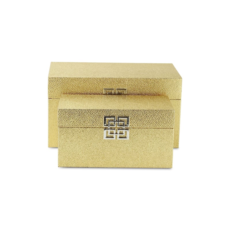 Galena White Shagreen Double Happiness Storage box Set of 2
