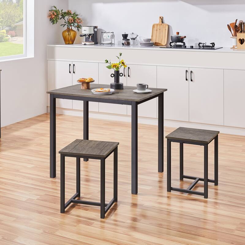 Yaheetech Industrial 3-Piece Dining Table Set w/ 2 Stools for Kitchen