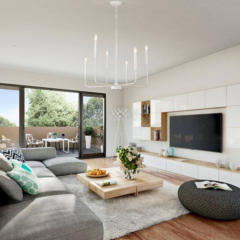 6-Light Candlestick Hanging Linear Chandelier Lighting Ceiling Light for Kitchen Island